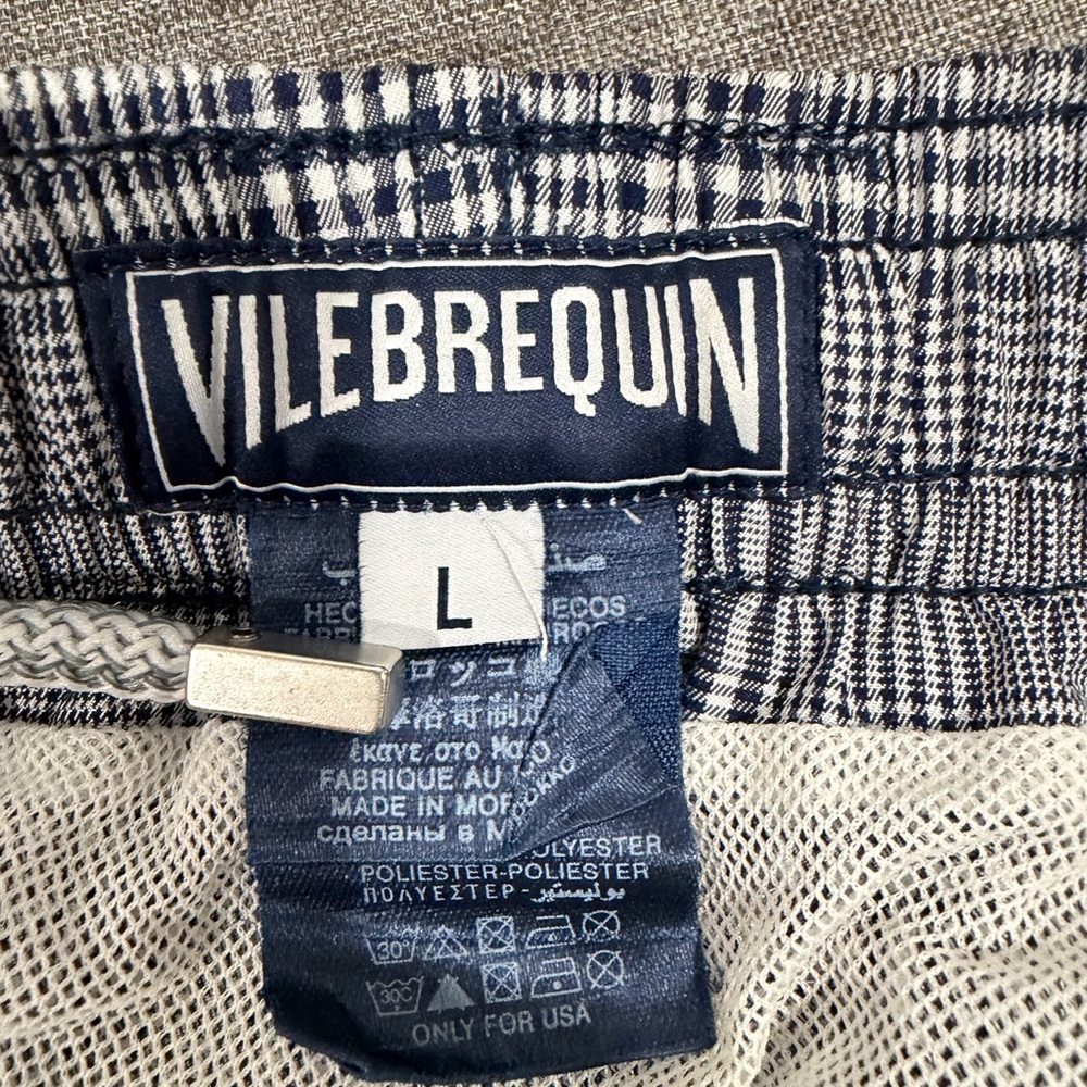 Vilebrequin Navy & White Plaid Swim Trunks - Picture 2 of 13